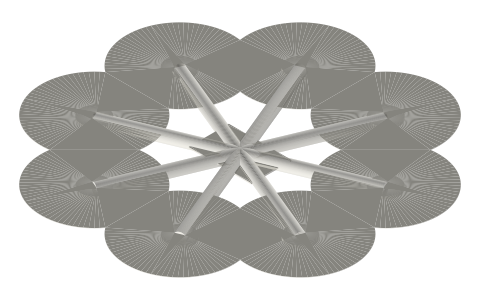 Octocopter (flat), isometric render of a generated part