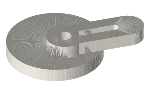 Offset cranks with slotted arm (variable-speed coupling, Whitworth principle), isometric render of a generated part