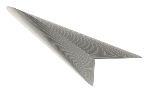 Ogive (ogee) delta wing, isometric render of a generated part