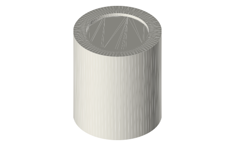 Paint can sizes (gallon, quart, pint, half pint) and 5-gallon bucket dimensions, isometric render of a generated part