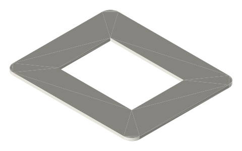Panel cutouts: IEC inlet, rockers, barrel jack, USB-C, HDMI, LEDs, Neutrik D, isometric render of a generated part