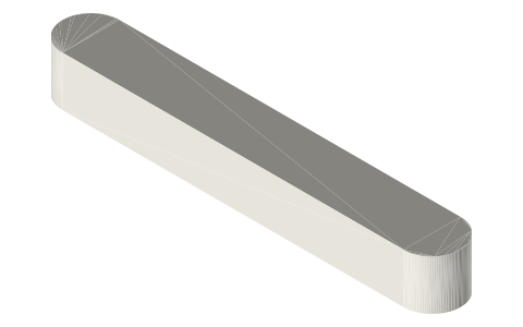 Parallel keys DIN 6885 form A: 2 × 2 to 18 × 11, with keyway depths, isometric render of a generated part