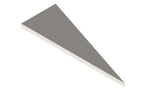 Right-triangle ruler 120 × 40 × 4 (half of a sliding parallel ruler), isometric render of a generated part