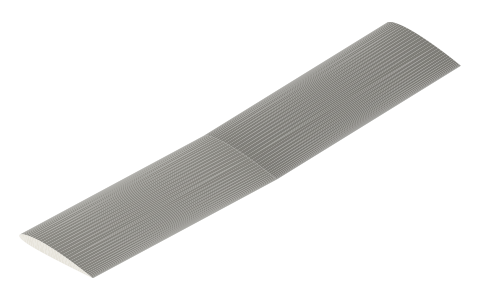 Parasol wing, isometric render of a generated part
