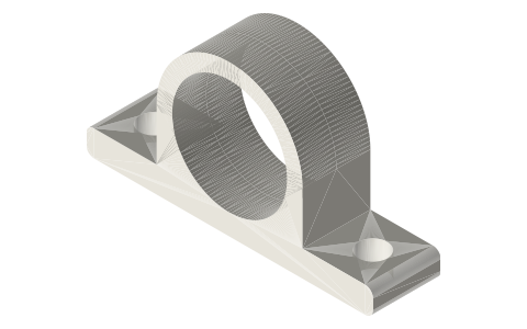 Pillow block KP08 envelope with a 608 pocket, isometric render of a generated part