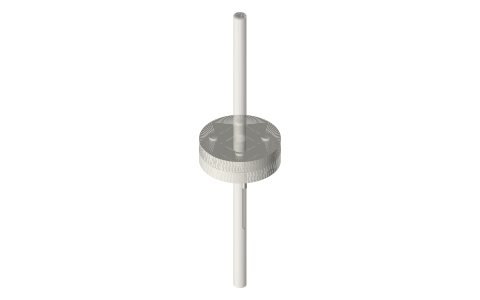 Pin (stud) clutch: studs on a sliding disc enter holes in a fixed disc, isometric render of a generated part