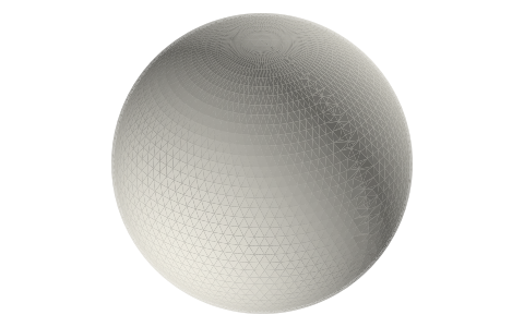 Ping-pong ball Ø40 mm, 0.4 mm wall, isometric render of a generated part
