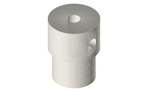 Ø12 piston rod with plug and Ø3 stinger, isometric render of a generated part