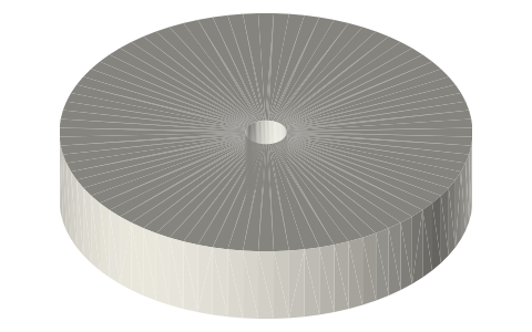 Plain flat-belt pulley Ø80 × 16 face, Ø8 bore (no flanges), isometric render of a generated part