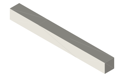 Plain scarf joint (1:4), isometric render of a generated part