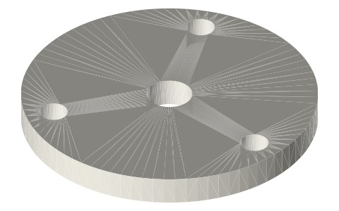Planet carrier for three planets on a 21 mm radius (Ø52 × 5), isometric render of a generated part
