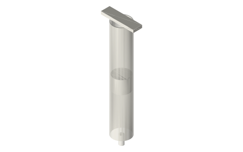 Plastic syringes 1–60 mL as pistons and cylinders, isometric render of a generated part