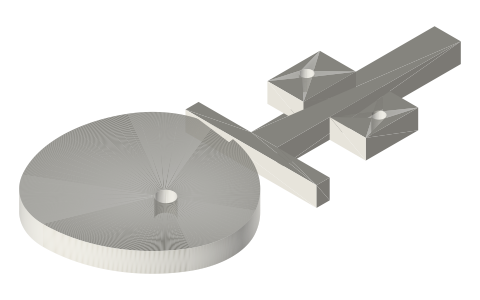 Plate cam with flat-faced follower (constant acceleration (parabolic) rise), isometric render of a generated part