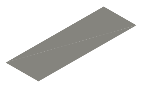 Plywood and drywall sheets: 4 × 8 ft at actual thickness (3/4 in plywood = 23/32 in), isometric render of a generated part