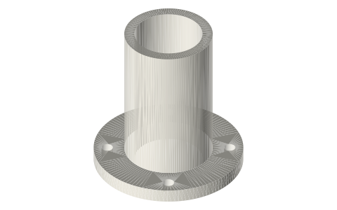 Flanged cylinder liners Ø16, 20, 25 and 30, isometric render of a generated part