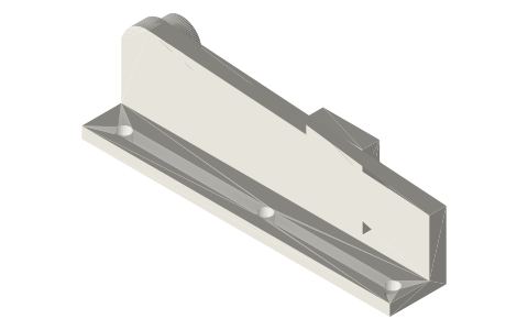 Print-in-place: crank-and-slider linkage with captive pins, isometric render of a generated part