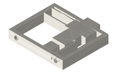 Print-in-place: push button with flexure return and click, isometric render of a generated part
