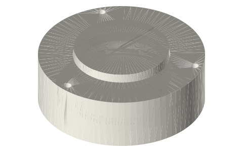 Print-in-place: ratchet with flexible pawls (12 teeth, one-way), isometric render of a generated part