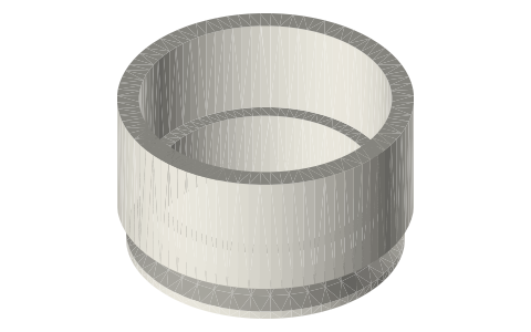 Printable tri-clamp (45°): NPT male, NPT female and hose-barb adapters, isometric render of a generated part