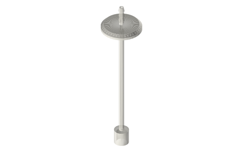 Printable tri-clamp (45°): carbonation stone caps: 1½ in, 4 to 16 in down tube, isometric render of a generated part