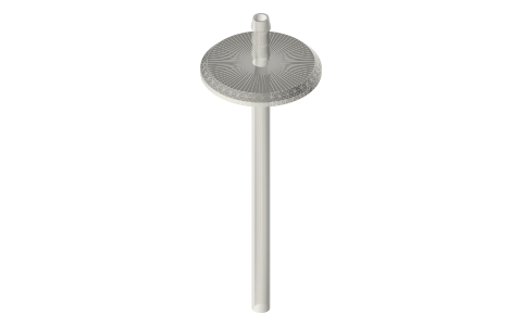 Printable tri-clamp (45°): dip-tube caps: 1½ and 2 in, ⅜ in tube 6 to 24 in long, isometric render of a generated part