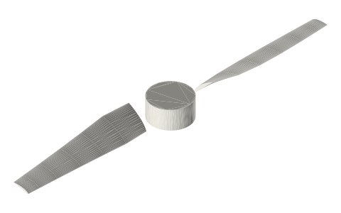 Propeller slip and efficiency, isometric render of a generated part