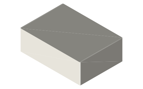 Raspberry Pi 5 official case, isometric render of a generated part