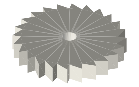 Ratchet wheels and pawl (anti-reverse / one-way drive), isometric render of a generated part