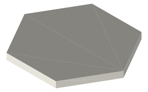 14 mm RC wheel hex, isometric render of a generated part