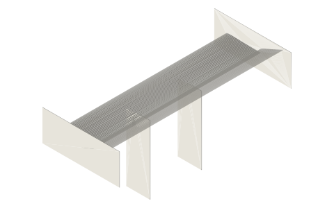 Dual-element (two-element) rear wing, isometric render of a generated part