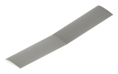 Rectangular (constant-chord) wing, isometric render of a generated part