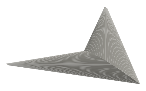 Reverse delta (Lippisch) wing, isometric render of a generated part