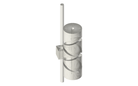 Reversing-screw drum and traverser (uniform to-and-fro traverse), isometric render of a generated part