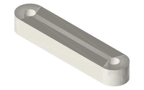 Rhombic drive link, 30 mm centres, isometric render of a generated part