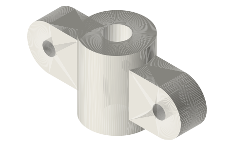 Rhombic drive lower yoke, 25.4 mm pivot span, isometric render of a generated part