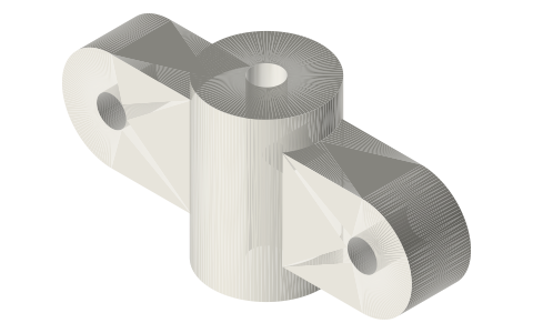 Rhombic drive upper yoke, 25.4 mm pivot span, isometric render of a generated part