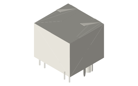RJ45 jack, Amphenol RJHSE-538X (shielded, with LEDs), isometric render of a generated part