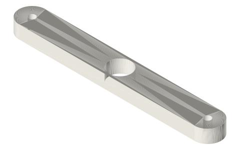 Rocker beam 60 / 80 / 100 mm on a 623 pivot, isometric render of a generated part