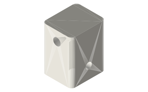 Rod-end yokes with a side stub pin: Ø5 tube and Ø3 rod, isometric render of a generated part