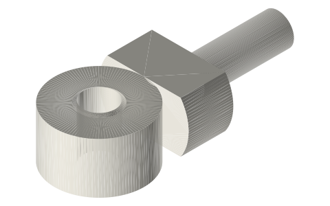 Rod ends (heim joints) M3 to M8, isometric render of a generated part