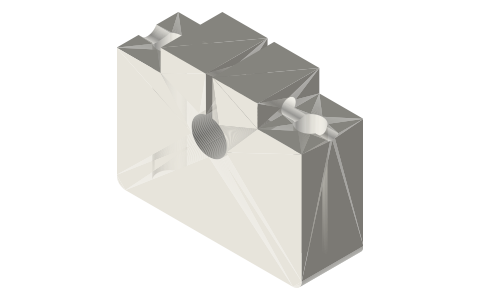 SK8 rod support for Ø8 rods, isometric render of a generated part