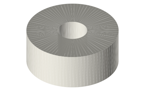 Roller follower Ø10 on a Ø3 pin, isometric render of a generated part
