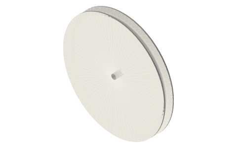 Rope sheave for Ø3 rope, pitch Ø80 (rope centre), Ø84.4 rim, Ø4 bore, isometric render of a generated part
