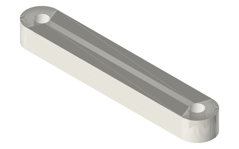 Ross yoke rocking link, 40 mm, isometric render of a generated part