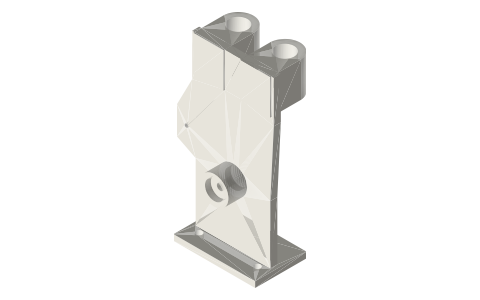 Frame for two parallel 10 mL syringes, isometric render of a generated part
