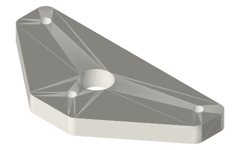Ross yoke kit (alpha Stirling with parallel cylinders), isometric render of a generated part