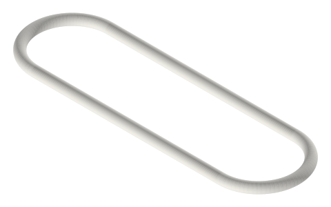 Round band Ø5, endless, 325.66 mm centreline, on two pulleys 100 mm apart, isometric render of a generated part