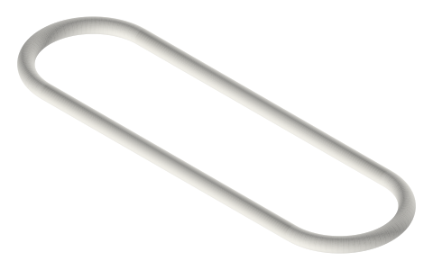 Round band Ø5, endless, 321.33 mm centreline, on two pulleys 100 mm apart, isometric render of a generated part