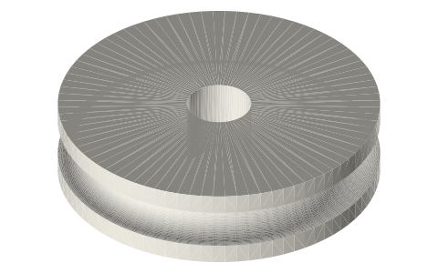 Round-groove pulley Ø40 × 10 for a Ø5 round band, Ø8 bore, isometric render of a generated part