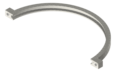 Two-bolt high-pressure clamps for 10 and 12 in tri-clamp joints, isometric render of a generated part
